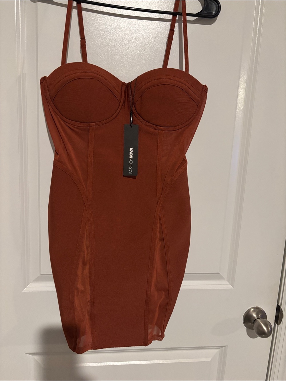 Fashion Nova Rust Orange Bustier Bodycon Mini Dress